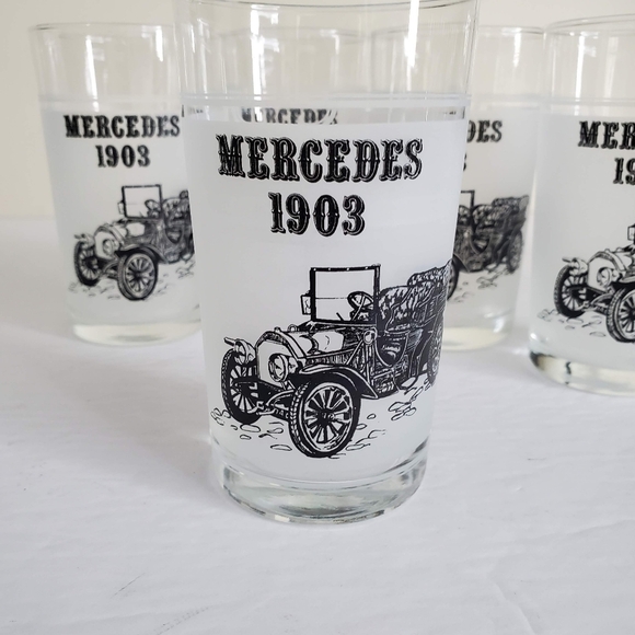 Vintage Set Of 5 Mercedes 1903 Antique Automobile Glasses - Picture 4 of 4